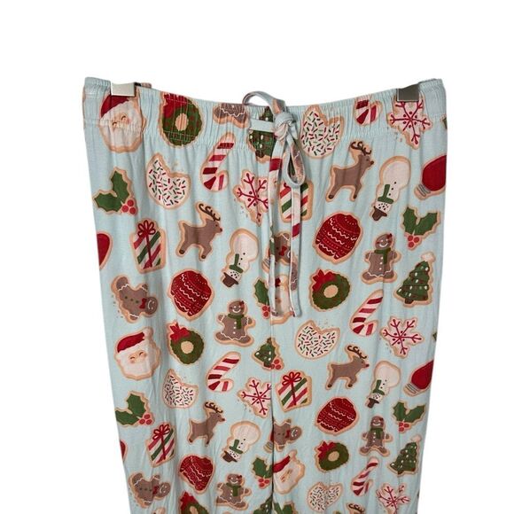Caden Lane Light Blue Christmas Print Bamboo Pajama Jogger Pants - Picture 3 of 5